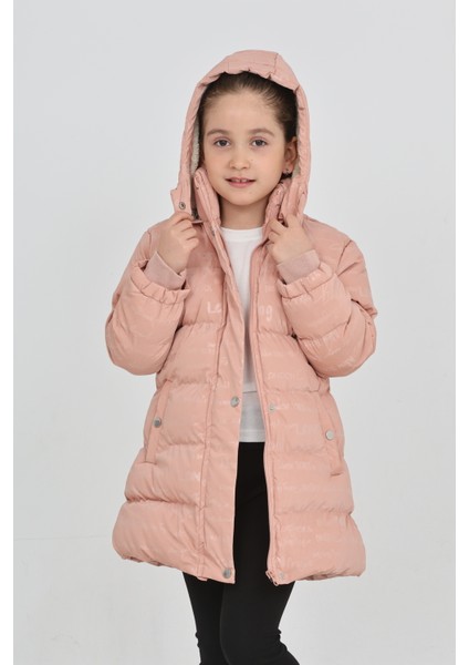 Kız Çocuk Pembe Kışlık Kapüşonlu ve Fermuarlı Şişme Mont fırsatları