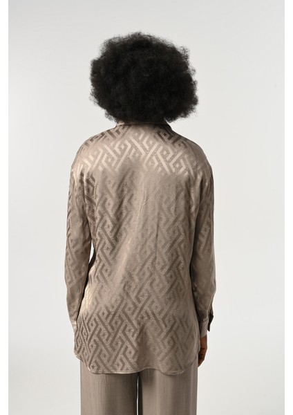Kadın Etnik Desenli Bağlama Detaylı Gri Renk Gömlek indirimleri