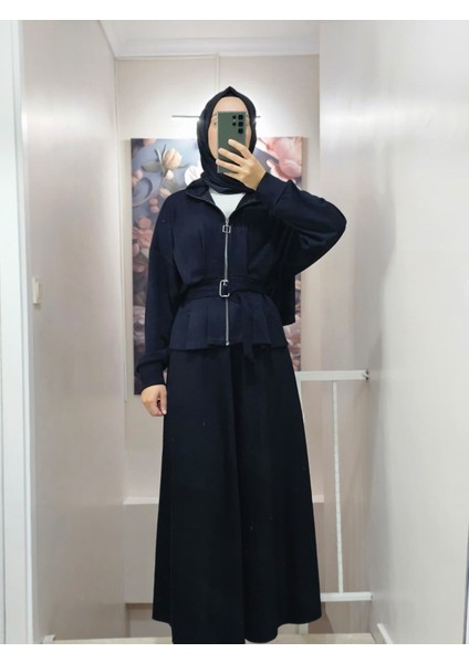 Kadın Tesettür Ikili Takım Etekli Ceketli Kuşaklı Eylül Takım fiyatları