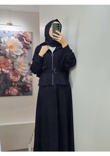 Kadın Tesettür Ikili Takım Etekli Ceketli Kuşaklı Eylül Takım fırsatları