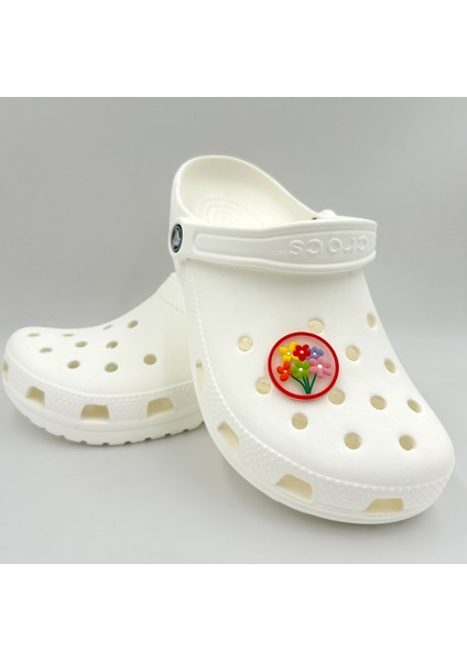 Terlik Süsü ve Aksesuarı , Çanta Süsü – Jibbitz 3D Çiçekli Yuvarlak Tablo Logo Aksesuar modelleri