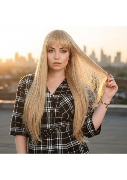 Fiber Sentetik Uzun Düz Kahküllü Peruk / Balköpüğü