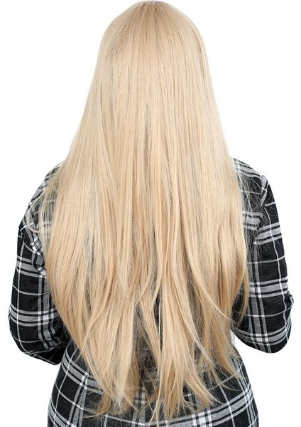 Fiber Sentetik Uzun Düz Kahküllü Peruk / Balköpüğü indirimleri