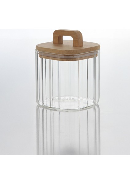 Lunel Bambu Vakum Kapaklı Kare Çizgili Cam Kavanoz – Çay Kahve Bakliyat Saklama Kabı 700 ml fiyatları