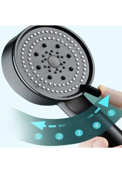 5 Fonksiyonlu Yüksek Basınçlı Ayarlanabilir Siyah Duş Başlığı fırsatları