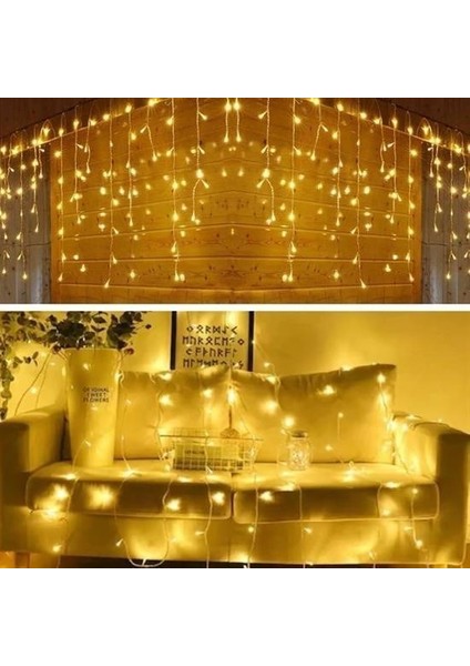 8 Fonksiyonlu 16 Saçaklı Perde LED 3 Metre (Günışığı) fırsatları