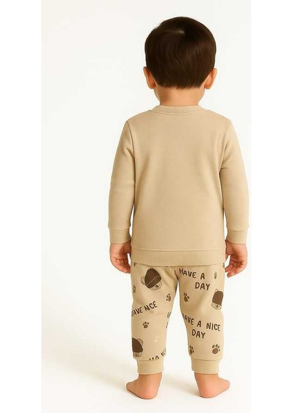 Ekru Ayıcık 1-2-3 Yaş Çocuk Alt Üst Takım Pijama Takım indirimleri