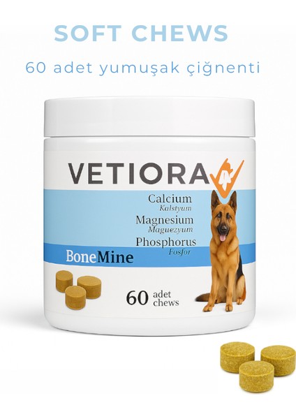 Köpeklerde Kemik Gelişimi Için Kalsiyum, Magnezyum, Çinko ve Fosfor. Ödül Formunda Lezzetli, 60 Adet, 150 gr fiyatları