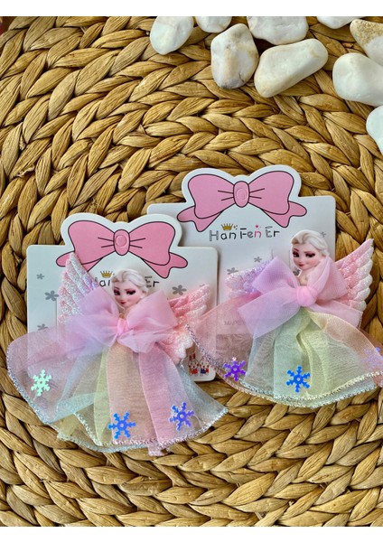 Kız Çocuk Elsa Karakterli Karışık Renk ve Model Kurdele Desenli Tüllü Ikili Toka fiyatları