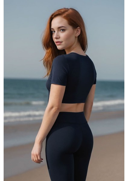 Indigo Bisiklet Yaka Slim Fit Crop Top fiyatları