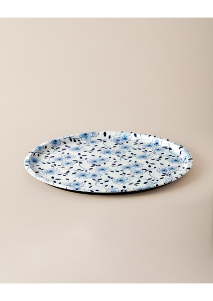 Reve Blue Seren Yuvarlak Tepsi - Mavi/beyaz