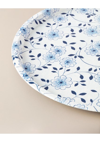 Reve Blue Seren Yuvarlak Tepsi - Mavi/beyaz modelleri