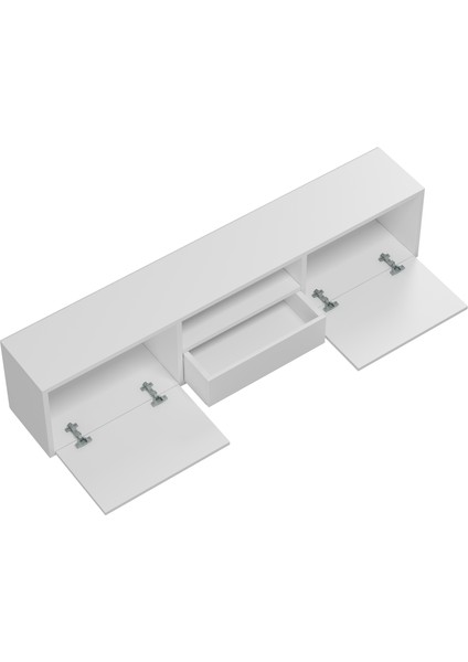 1324DROPDD-32 Duvara Montaj Tv Sehpası Beyaz-Gümüş