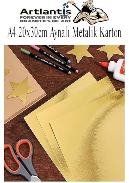 Metalik Aynalı Fon Kartonu A4 10 Renk 20X30 cm 1 Paket Okul Sınıf Dekoratif Pırıltılı Folyo Kağıt fırsatları