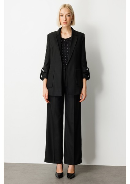 Kadın Kolu Apoletli Torba Cepli Ceket 5057 Siyah modelleri