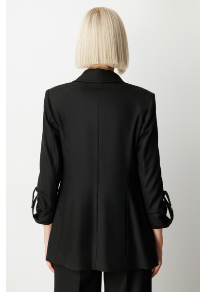 Kadın Kolu Apoletli Torba Cepli Ceket 5057 Siyah fırsatları