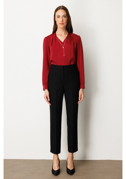 Kadın Boru Paça Yan Cepli Pantolon 5023 Siyah