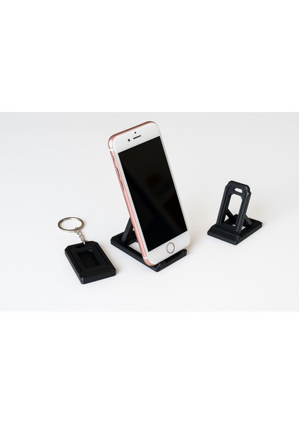 Telefon Standlı Anahtarlık - Katlanabilir Masa Üstü Telefon Tutucu - Ayarlanabilir Telefon Standı