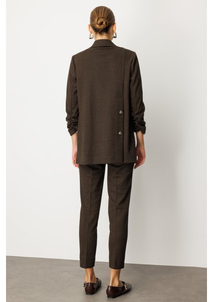 Kadın Kolu Büzgülü Kapak Cepli Ceket 5187 Kahverengi fırsatları