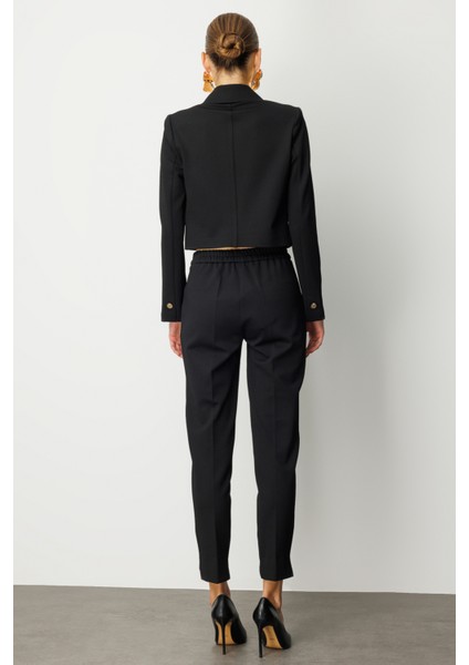 Kadın Kruvaze Yaka Crop Ceket 5029 Siyah fırsatları