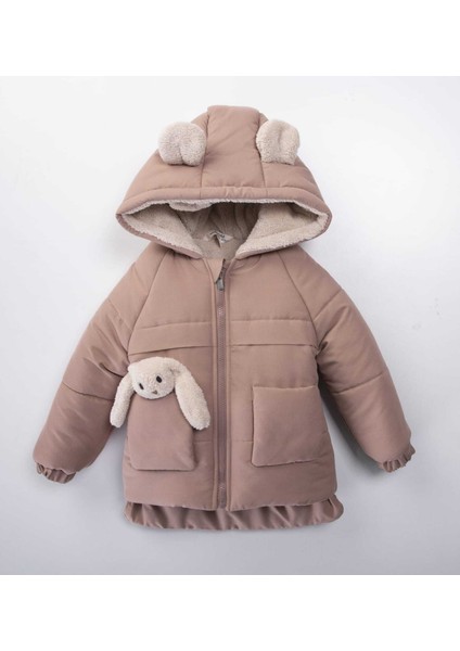 Su ve Rüzgar Geçiemez Kapüşonlu Şişme Peluş Kışlık Kız Çocuk Mont 2-6 Yaş 50327