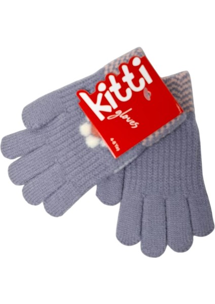 Spteks Kitti 4-8 Yaş Kız Çocuk Lavanta Renk Çiçek Desenli Kışlık Örme Eldiven fırsatları