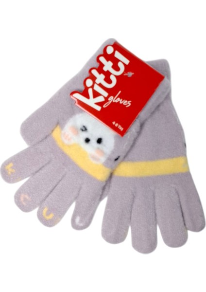 Spteks Kitti 4-8 Yaş Kız Çocuk Lila Renk Hayvan Figürlü Kışlık Örme Eldiven fiyatları