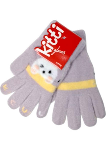 Spteks Kitti 4-8 Yaş Kız Çocuk Lila Renk Hayvan Figürlü Kışlık Örme Eldiven indirimleri