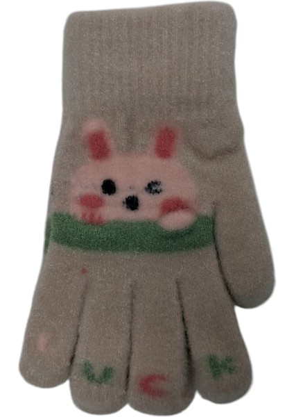 Spteks Kitti 4-8 Yaş Kız Çocuk Orta Bej Renk Hayvan Figürlü Kışlık Örme Eldiven fiyatları