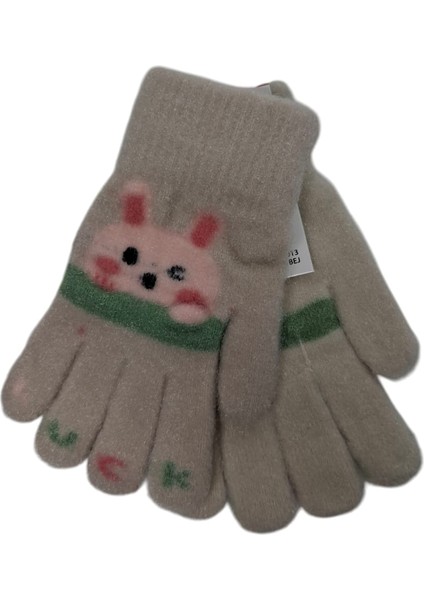 Spteks Kitti 4-8 Yaş Kız Çocuk Orta Bej Renk Hayvan Figürlü Kışlık Örme Eldiven fırsatları
