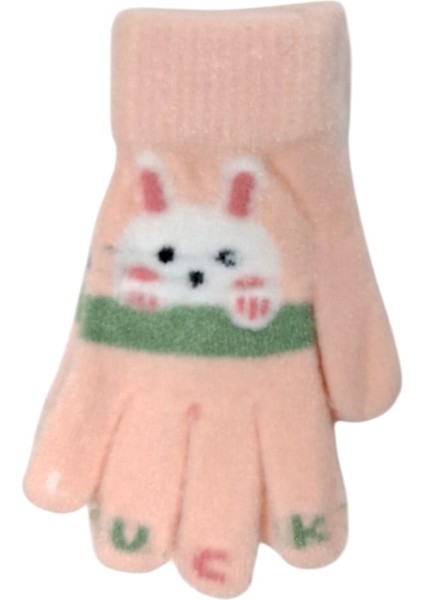 Spteks Kitti 4-8 Yaş Kız Çocuk Pudra Renk Hayvan Figürlü Kışlık Örme Eldiven fiyatları