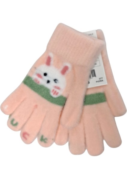 Spteks Kitti 4-8 Yaş Kız Çocuk Pudra Renk Hayvan Figürlü Kışlık Örme Eldiven indirimleri