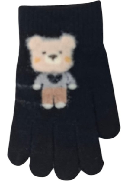 Spteks Kitti 4-8 Yaş Erkek Çocuk Siyah Renk Ayıcık Figürlü Kışlık Örme Eldiven fiyatları