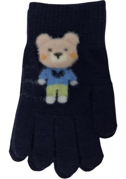 Spteks Kitti 4-8 Yaş Erkek Çocuk Lacivert Renk Ayıcık Figürlü Kışlık Örme Eldiven fırsatları