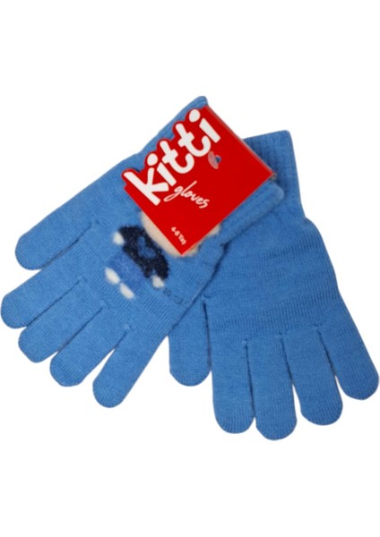 Spteks Kitti 4-8 Yaş Erkek Çocuk Mavi Renk Ayıcık Figürlü Kışlık Örme Eldiven fırsatları