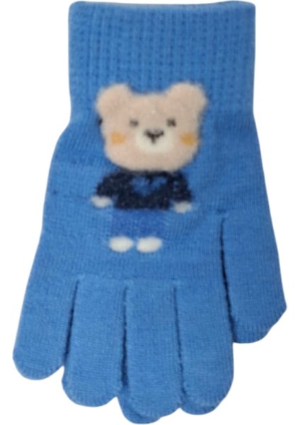 Spteks Kitti 4-8 Yaş Erkek Çocuk Mavi Renk Ayıcık Figürlü Kışlık Örme Eldiven indirimleri