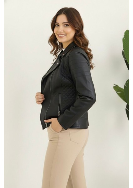 Polar Astarlı Yeni Sezon Kadın Deri Mont KS2565 Siyah - 38 fiyatları