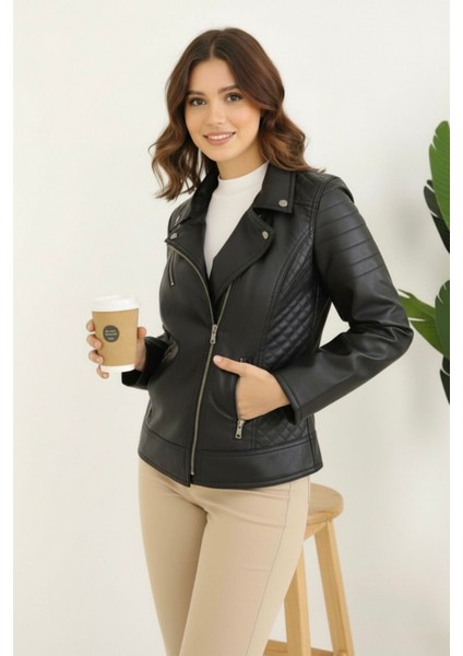 Polar Astarlı Yeni Sezon Kadın Deri Mont KS2565 Siyah - 38 modelleri