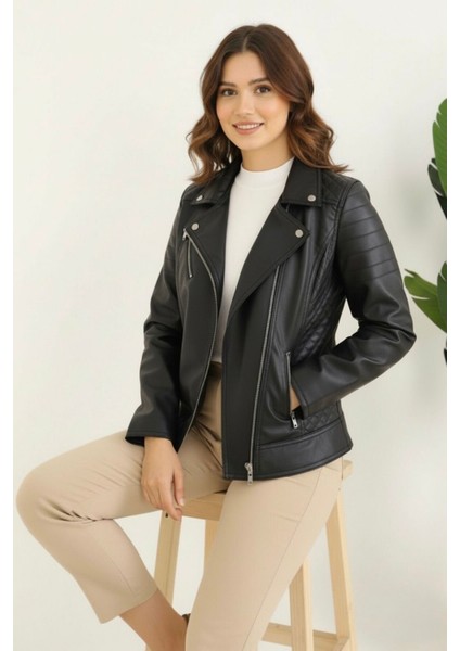 Polar Astarlı Yeni Sezon Kadın Deri Mont KS2565 Siyah - 38 indirimleri