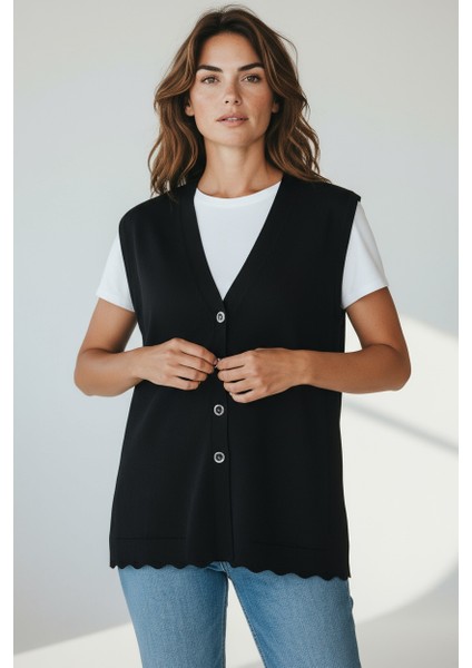 Kadın Önü Düğmeli Cepli Kalın Kışlık Kısa Yelek Mersa5 fiyatları