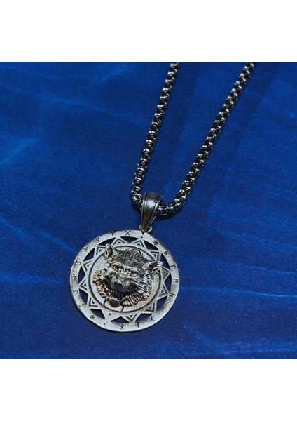 Kurt Figürlü El Işçiliği 925 Ayar Gümüş Erkek Kolye