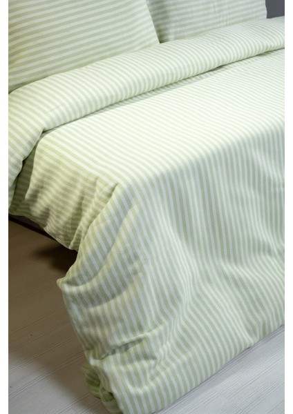 Natural Ranforce Yeşil Çizgili Çift Kişilik Nevresim Takımı %100 Organik Pamuk modelleri