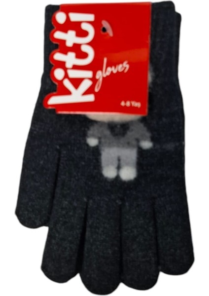 Spteks Kitti 4-8 Yaş Erkek Çocuk Antrasit Renk Ayıcık Figürlü Kışlık Örme Eldiven indirimleri