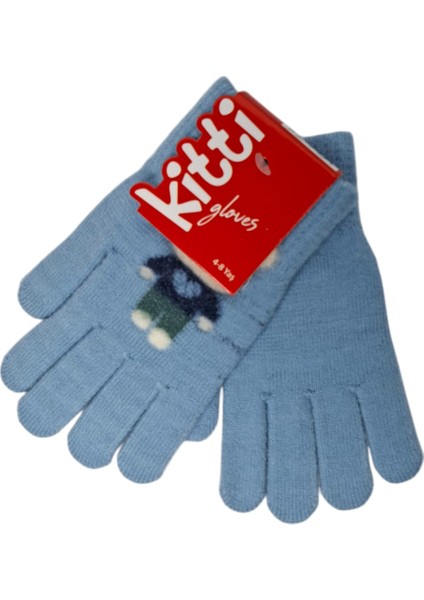 Spteks Kitti 4-8 Yaş Erkek Çocuk Açık Mavi Renk Ayıcık Figürlü Kışlık Örme Eldiven fiyatları