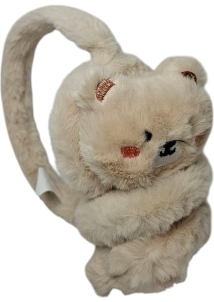 Spteks Kepp Ünisex Çocuk Bej Renk Ayıcık Figürlü Sıcak Tutan Kışlık Peluş Kulaklık modelleri