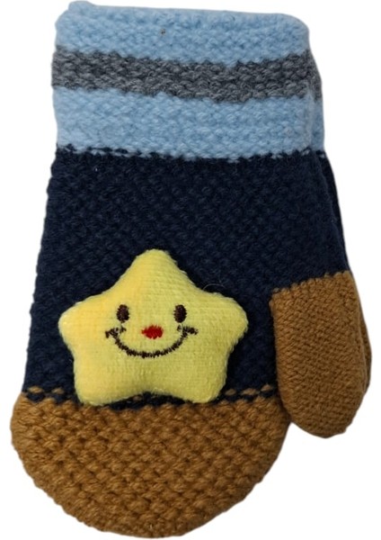 Spteks Kitti 1-3 Yaş Erkek Bebe Lacivert Renk Tatlı Yıldız Figürlü Kışlık Örme Eldiven fırsatları