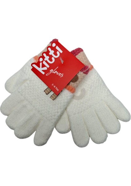 Spteks Kitti 3-6 Yaş Kız Çocuk Krem Renk Çiçek Figürlü Kışlık Örme Eldiven fırsatları