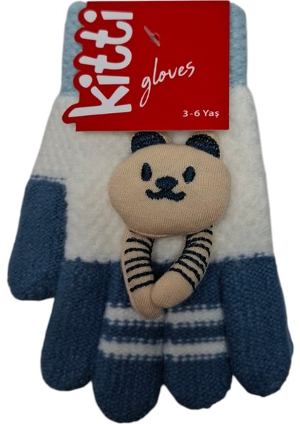 Spteks Kitti 3-6 Yaş Erkek Krem Renk Anaokulu Maskot Figürlü Kışlık Örme Eldiven modelleri