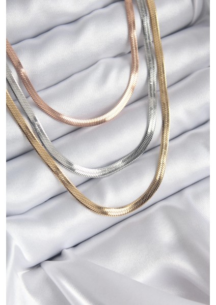 Bfs 316L Çelik Mix Renk Italyan Zincir Model Kadın Kolye