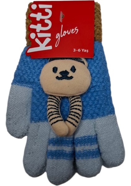 Spteks Kitti 3-6 Yaş Erkek Çocuk Mavi Renk Anaokulu Maskot Figürlü Kışlık Örme Eldiven fiyatları